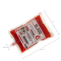 Emballage de fête d'Halloween Offre Spéciale pochette vide pour eau de jus 350ml sac de sang avec bec verseur