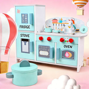 Ensemble de cuisine miniature <span class=keywords><strong>en</strong></span> gros avec réfrigérateur et cuisinière à gaz, jouet éducatif <span class=keywords><strong>en</strong></span> <span class=keywords><strong>bois</strong></span> pour enfants, gris - Product Image 5