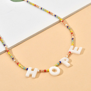 Collier Bohème Fait Main Perlé pour Femme, Lettres Personnalisées, Perles Miyuki, Coquillages Naturels, Lettres Amour Espoir – Vente Flash - Product Image 5
