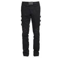 Punk Rave Punk Rock Jeans K-216 schwarzen Kordel zug verstellbare Gürtel Dekoration Schädel bedruckte Jeans für Männer