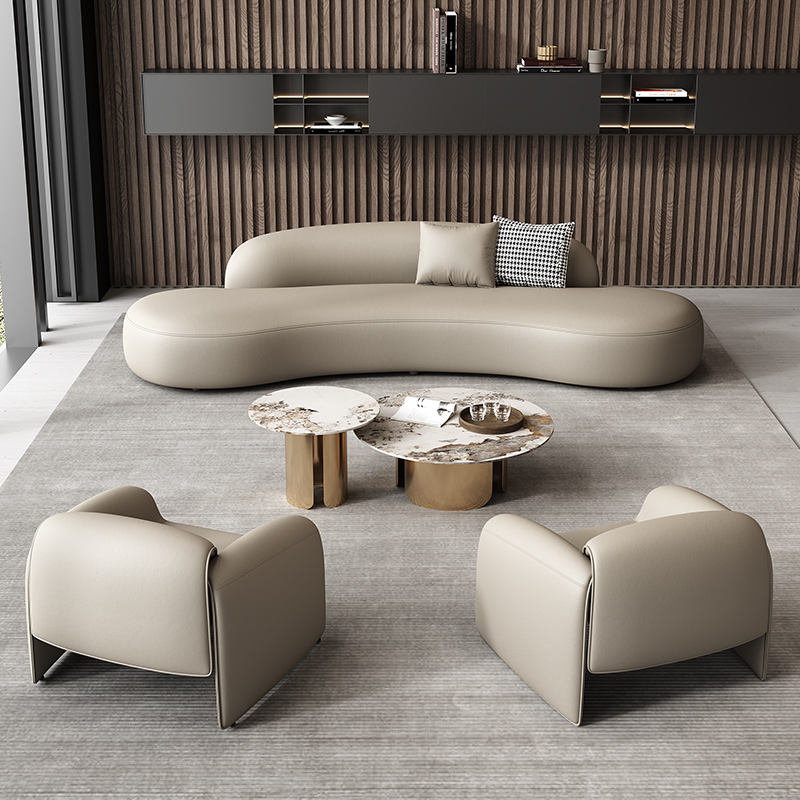 Ensemble canapé de 220 cm de long et table basse de 11 cm, blanc cassé