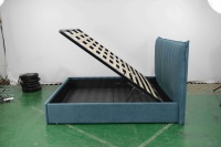 Cadre de lit rembourré OEM avec vérin à gaz et rangement, tailles Queen et King, lit ottoman en tissu personnalisé pour détaillants de meubles et hôtels