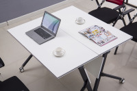 Bureau d'ordinateur en alliage d'aluminium avec roulettes, mobilier de bureau, table mobile, table rotative, table de formation, table pliante