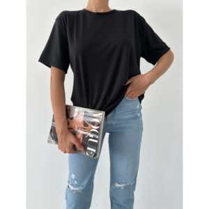 T-shirt basique simple pour femme, col rond, 100% coton, jersey respirant, coupe classique, manches courtes - Product Image 6