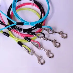 Factory hot sale 5.0mm steel wire rope pet traction belt collar with swivel zinc hook