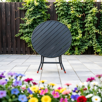 Table de patio ronde pliable en WPC avec cadre en aluminium moderne, imperméable, anti-UV, gain de place, pour extérieur, bistrot, café, balcon, jardin