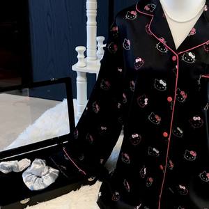 <span class=keywords><strong>Pigiama</strong></span> da donna <span class=keywords><strong>con</strong></span> gatto nero e fascia per capelli, set da tre pezzi per primavera e autunno 2026, grazioso completo da casa. - Product Image 3