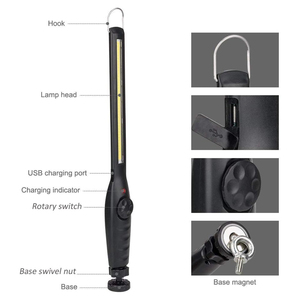 Lampe de travail LED COB 5000 lumens, rechargeable, portable, avec base magnétique, pour réparation automobile, atelier, garage, éclairage d'urgence - Product Image 3