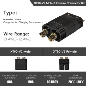 Juego de conectores de 4,5mm, macho y hembra, versión nueva y mejorada de enchufe XT90/ráfaga de 50A/balas chapadas en oro de mm - Product Image 2
