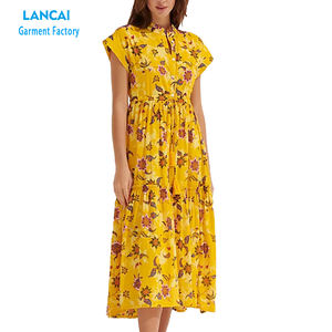 High Quality Custom Half Sleeve Rayon <b>Maxi</b> <b>Dress</b> Floral Printing Casual Long <b>Dress</b> - Product Image 1