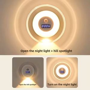 <b>LED</b> Smart Remote Control <b>Clock</b> Human Body Induction Lamp Wall Lamp Small Hill Spotlight Bedroom Bedside Charging Night Lights - Product Image 5