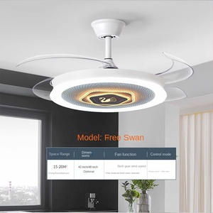 Élégant ventilateur de plafond LED 42 pouces 60W avec lames cachées Décoration de la maison USB et contrôle mécanique alimenté au gaz - Product Image 2