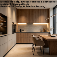 Ensemble de meubles de cuisine modulaires intégrés, système de rangement à fermeture douce, écologique, en placage de bois, style moderne et luxueux