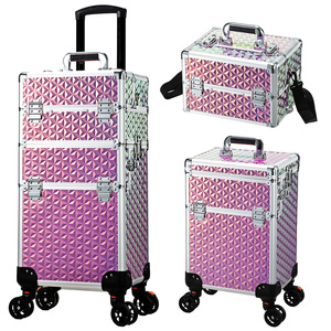 Large Capacity 3-in-1 Rolling Cosmetology Storage Traveling Cart Trunk <b>Makeup</b> <b>Case</b> with Wheels Nail Travel <b>Case</b> Organizer - Product Image 1