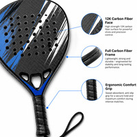 Raquette de padel en fibre de carbone 12K, noyau EVA 38 mm, cadre entièrement en carbone, logo personnalisé