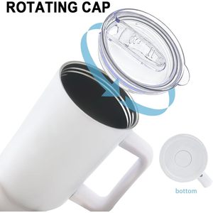 Vasos Térmicos de Acero Inoxidable de 40 oz con Asa, Tazas de Café de Viaje Aisladas, Termos Blancos para Sublimación, Mantienen la Temperatura de 6 a 12 Horas - Product Image 3