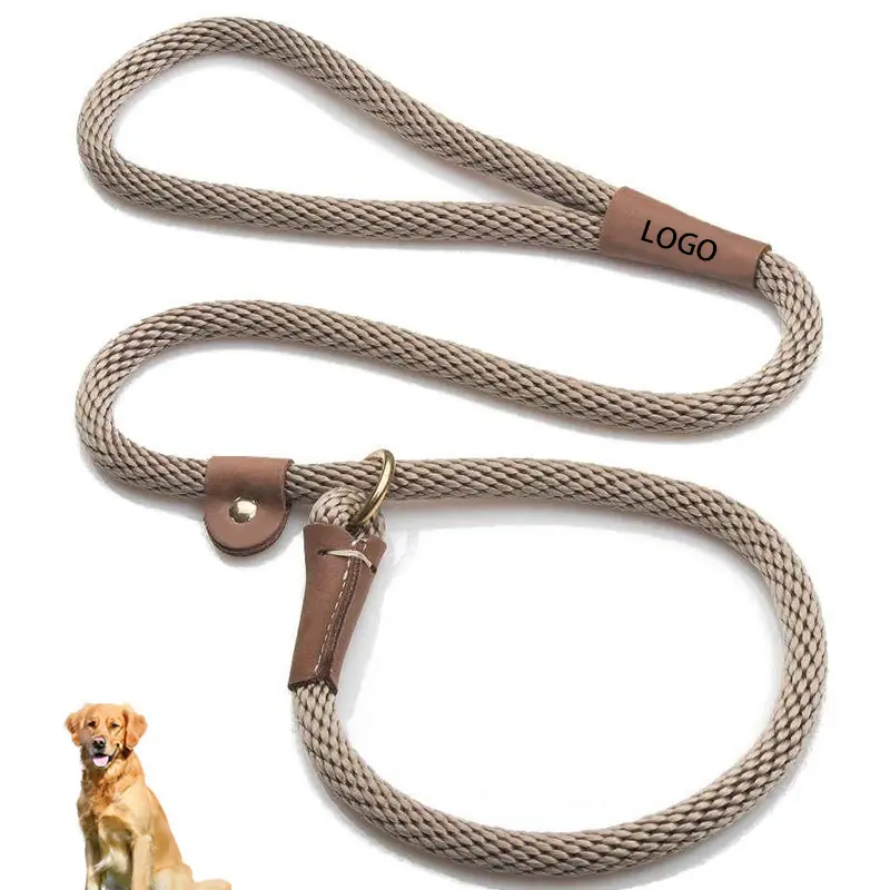 Amazon Hot Sale Custom Logo High Quality Pet Dog Slip Leash Combo Soft Dog Lead and Collar Slip Lead Dog Leash