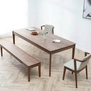 Nordic Modern Simple Conference Table Large Desk Black Walnut Long Dining Table Workbench Cherry Original Solid Wood Long Table