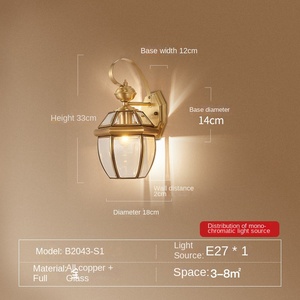 โคมไฟติดผนังตกแต่งกลางแจ้งทันสมัยคุณภาพสูงกันน้ำภายนอกสวนระเบียงทางเดินไฟประตูสำหรับใช้งานกลางแจ้ง - Product Image 2