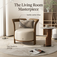Fauteuil lounge moderne en teck et fil doré, écologique, pour salon, bureau à domicile et salle à manger – Décoration de luxe léger et design, pièce maîtresse.