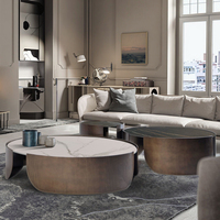 Ensembles de table de salon, design spécial moderne, en marbre, rond, café de luxe en or, 4 pièces