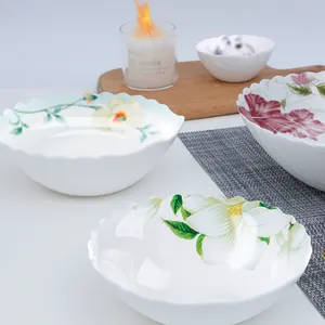 Color Box Hot Sell Heat Resistant Opal Glassware 10pcs Dinner Set Shell Glass Dish Customized Shape Dinnerware Sets CLASSIC Bowl