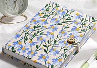 Carnet A5 à couverture rigide en tissu brodé, ligné, pour l'écriture, la réflexion, les notes et le journalisation quotidien, motif floral bleu / personnalisable