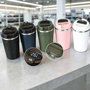 Gobelet isotherme en acier inoxydable pour café, avec affichage intelligent de la température, design concave-convexe, 350 ml, 500 ml, logo personnalisé, mug de voyage - Product Image 1