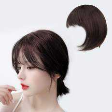 Extensiones de cabello humano con flequillo lateral natural con bolsa, parte superior, peluca - Product Image 1