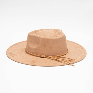 Topi Fedora Berbentuk Mahkota Hati dengan Pita Kepang Pinggiran Lebar Bahan Suede Imitasi Kasual Pesta Unisex - Product Image 4