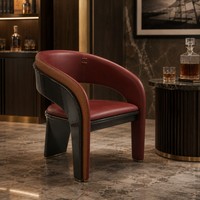 Chaise d'appoint en cuir bordeaux avec dossier en fibre de carbone, chaise de salle à manger moderne pour appartement et villa, idéale pour l'aménagement d'espaces modernes