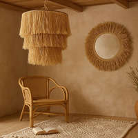 Lustre suspendu en raphia moderne plafonnier macramé tenture murale Art Design décoration de la maison décoration murale abat-jour cadeau