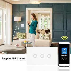 עבור מתג חכם 10A 1-2-3 Gang Wi-Fi RF433 EU Standard Wall Light Touch Switches Alexa שלט רחוק זכוכית מחוסמת <span class=keywords><strong>220V</strong></span> 16A - Product Image 5