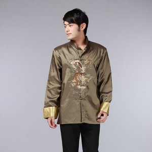 ชุดชายปักลายมังกรชุดถังเสื้อผ้าจีนแบบดั้งเดิมสำหรับชายเสื้อแจ็คเก็ตเสื้อเชิ้ตเชองซำฮันฟูวินเทจ - Product Image 2