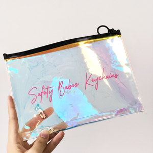 Low MOQ Compostable Holographic Ziplock Bags Custom Logo Waterproof Reusable Stand <strong>Pouch</strong> for Cosmetics Plastic <strong>Zip</strong> Lock Bags - Product Image 1