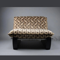 Fauteuil de loisirs en bois massif et tissu jacquard, style rétro Bauhaus du milieu du siècle, mobilier d'intérieur nordique