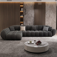 Canapé d'Angle en Tissu Givré Style Italien Minimaliste Pétale Rétro, Taille de Salon, Moderne, Simple