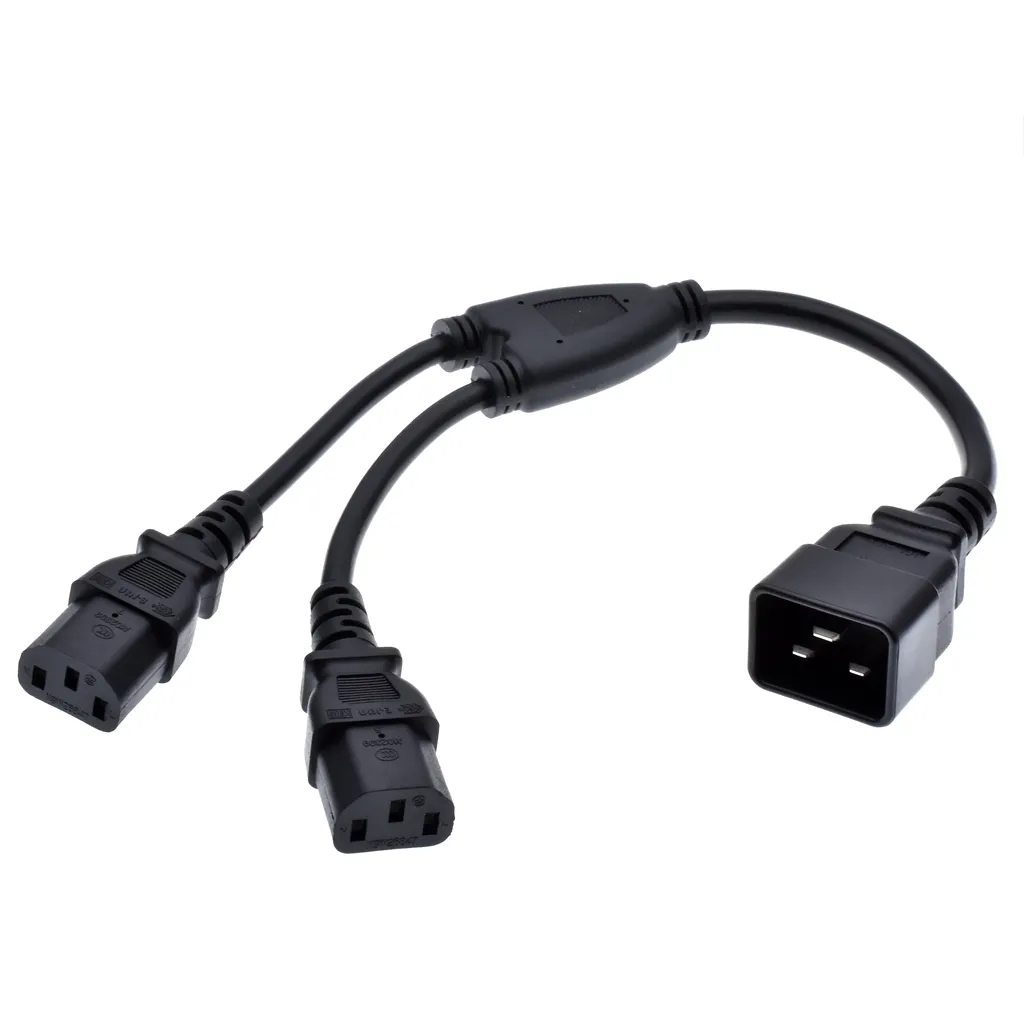 IEC 320 C20 Male to 2 x C13 Female Y Splitter Cable ,C13 C20 Power Cord Server UPS Power Cable PDU Extension Cord