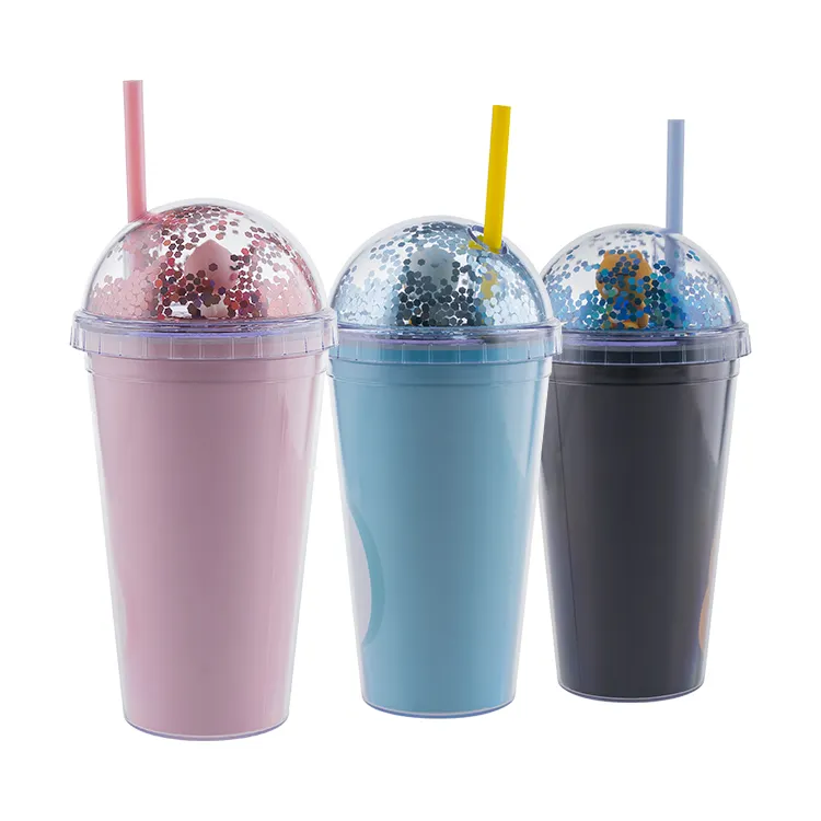 Hot Sale Good price 16oz Plastic Coffee Tumbler Double Wall Plastic Cups Kids Reusable Environmentally Tumbler with Straw Lid