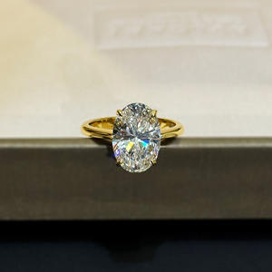 Bague pour femme en laiton plaqué rhodium, avec diamant d'imitation artificiel de grande taille, taille ovale 'œuf de pigeon', style français simple, motif ciel étoilé, Shi Nuo - Product Image 4