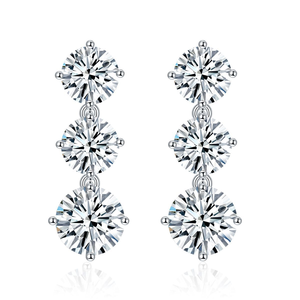 Neujahrsgeschenk Modische Elegante Feine Schmuckstücke 925 Sterling Silber VVS D-Farbe Moissanit Ohrstecker Hängeohrringe für Damen - Product Image 5