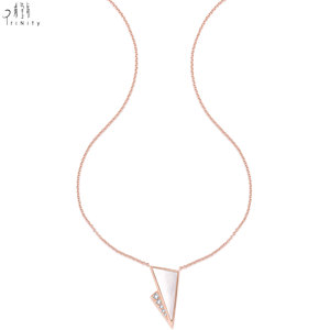 Hong Kong Supplier Wholesale 18K Rose Gold Natural White Mother-of-Pearl With Natural Diamond Pendant Necklace Gift For Women - Product Image 4