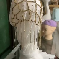Hijab musulman de luxe fait main avec strass et pompons pour femmes, élégant foulard islamique à chaîne perlée pour fêtes et mariages