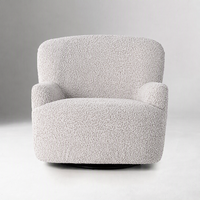 Modern 360 °   Fauteuil pivotant d'appoint en tissu polaire Teddy avec base en métal pour salon et hôtel