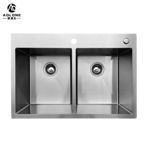 Évier de cuisine américain moderne fait à la main en acier inoxydable 304 à double cuvette rectangulaire sous le comptoir avec robinet Certification Cupc - Product Image 2