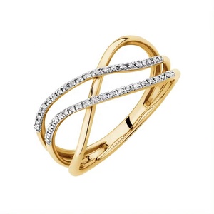 Bague Croisée Tendance en Argent Sterling 925 Plaqué Or 18 carats Poli Miroir avec Zircon Cubique – Vente en Gros de Bijoux Personnalisés - Product Image 1