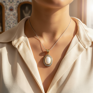 Collier avec pendentif en perle en argent sterling 925 authentique pour femmes turques, style tendance fait main, authenticité certifiée - Product Image 3