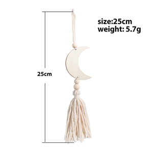 Décoration <span class=keywords><strong>murale</strong></span> bohème en macramé fait main en coton beige et bois, <span class=keywords><strong>soleil</strong></span>, <span class=keywords><strong>lune</strong></span>, étoile, 25 cm, ornement de décoration intérieure - Product Image 5