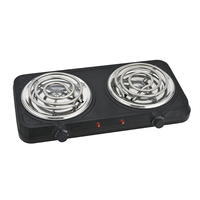 Plaque chauffante électrique double brûleur 2000W, cuisinière portable de comptoir, contrôle de température indépendant, cuisson à deux zones
