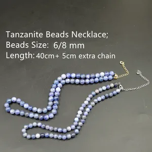 Aita Wholesale 6/8mm AB+ Grade Tanzanite Round Beads Necklace Jewelry For Jewelry Making